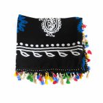 روسری سنتی منگوله دار کردستان مشکی- آبی 1.5 متری