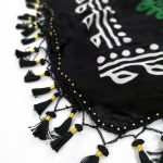 روسری کردی منگوله دار نخی مشکی- سبز 1.5 متری