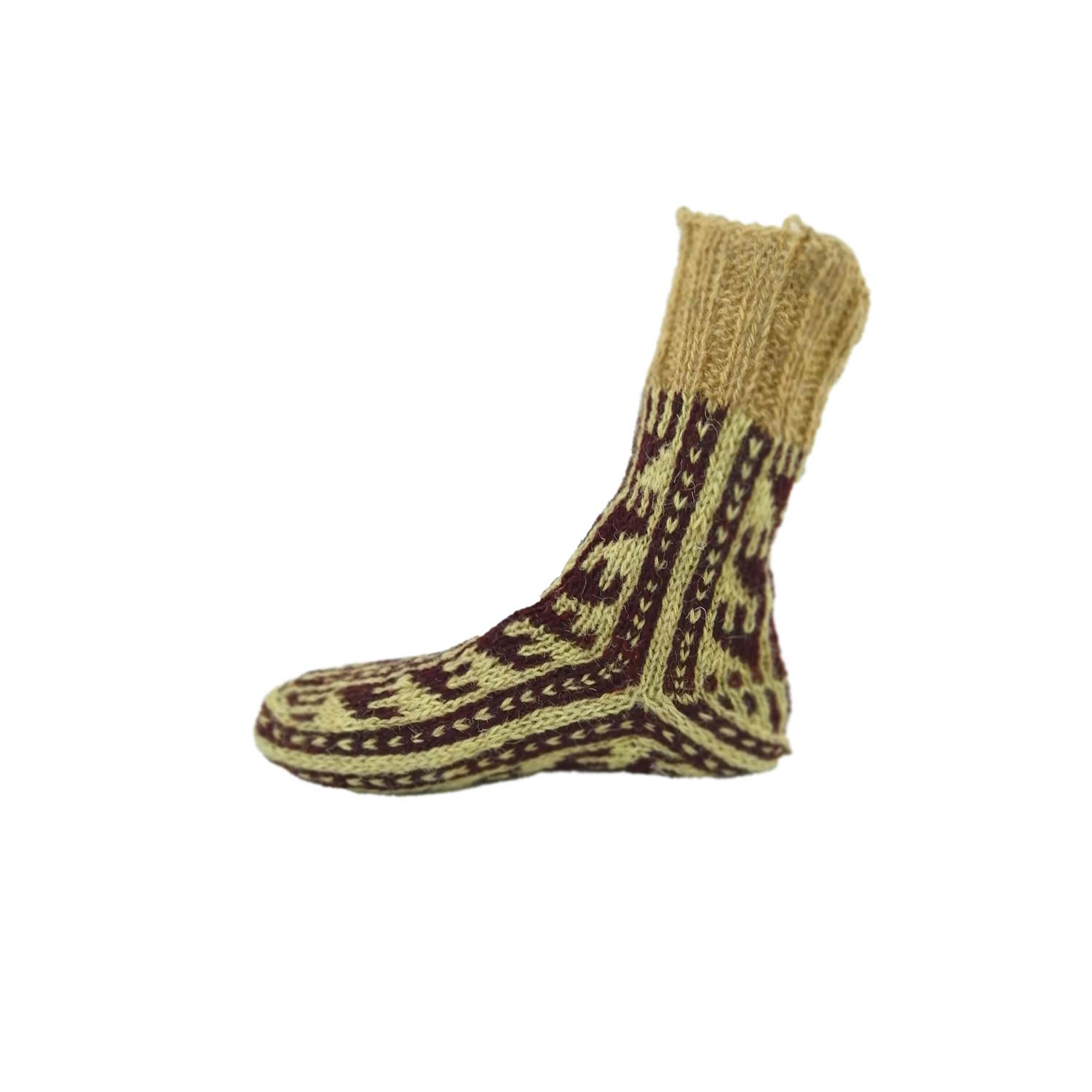 جوراب پشمی مردانه دستبافت قهوه ای کد 164 جوراب پشمی مردانه دستبافت قهوه ای کد 164