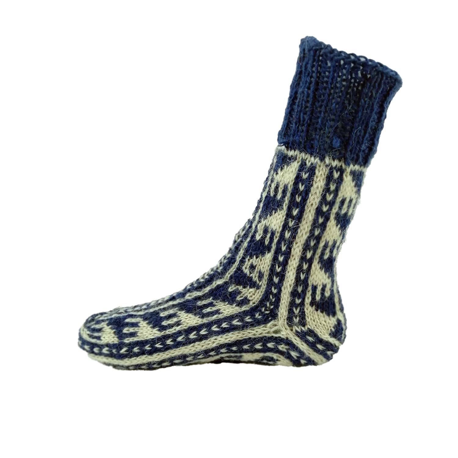 جوراب پشمی مردانه دستبافت سرمه ای کد 164 جوراب پشمی مردانه دستبافت سرمه ای کد 164