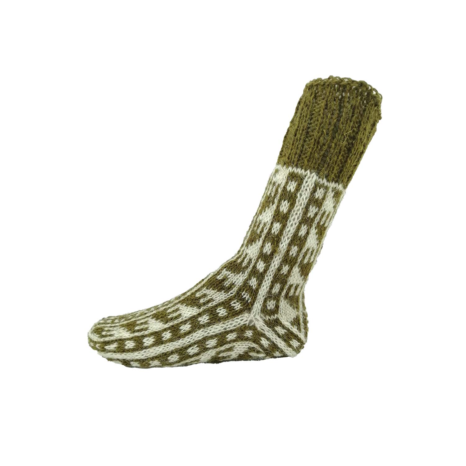 جوراب پشمی مردانه دستبافت زیتونی کد 164 جوراب پشمی مردانه دستبافت زیتونی کد 164