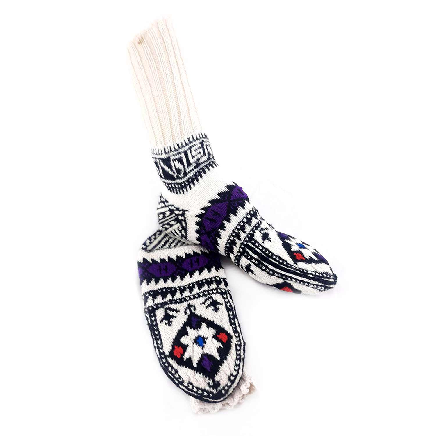 جوراب دست بافت کاموایی ساقدار کد243