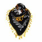 روسری سنتی کردی نخی رنگ نارنجی منگوله ی نارنجی 1.5 متری