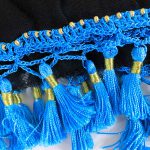 روسری سنتی کردستان رنگ آبی منگوله ی آبی 1.5 متری