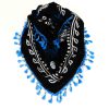 روسری سنتی کردستان رنگ آبی منگوله ی آبی 1.5 متری