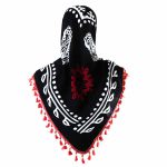 روسری سنتی کردستان رنگ قرمز منگوله ی قرمز 1.5 متری