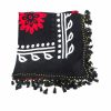 روسری سنتی کردستان رنگ قرمز منگوله ی مشکی 1.5 متری
