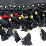 روسری سنتی کردستان نخی گل قرمز منگوله ی مشکی 1.5 متری