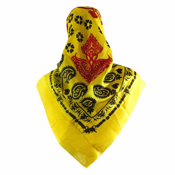 روسری سنتی کردستان طرح ترنج رنگ زرد