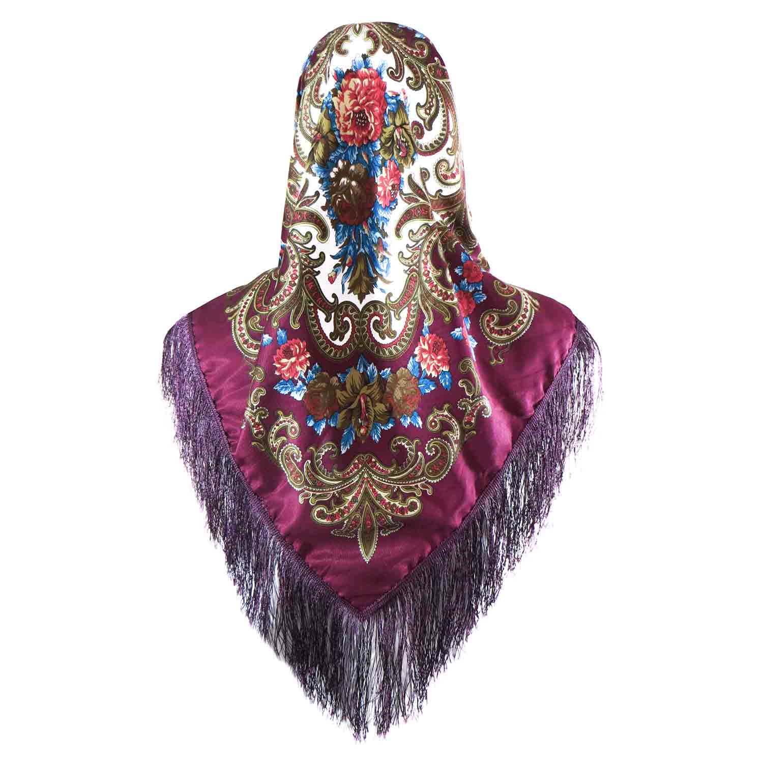 روسری زنانه سنتی رنگ بادمجانی ریشه دار روسری زنانه سنتی رنگ بادمجانی ریشه دار