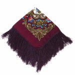 روسری زنانه سنتی رنگ بادمجانی ریشه دار