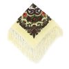 روسری زنانه سنتی رنگ کرمی ریشه دار