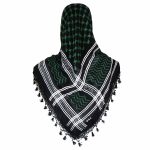 روسری سنتی رنگ سبز منگوله ی مشکی 1.5 متری
