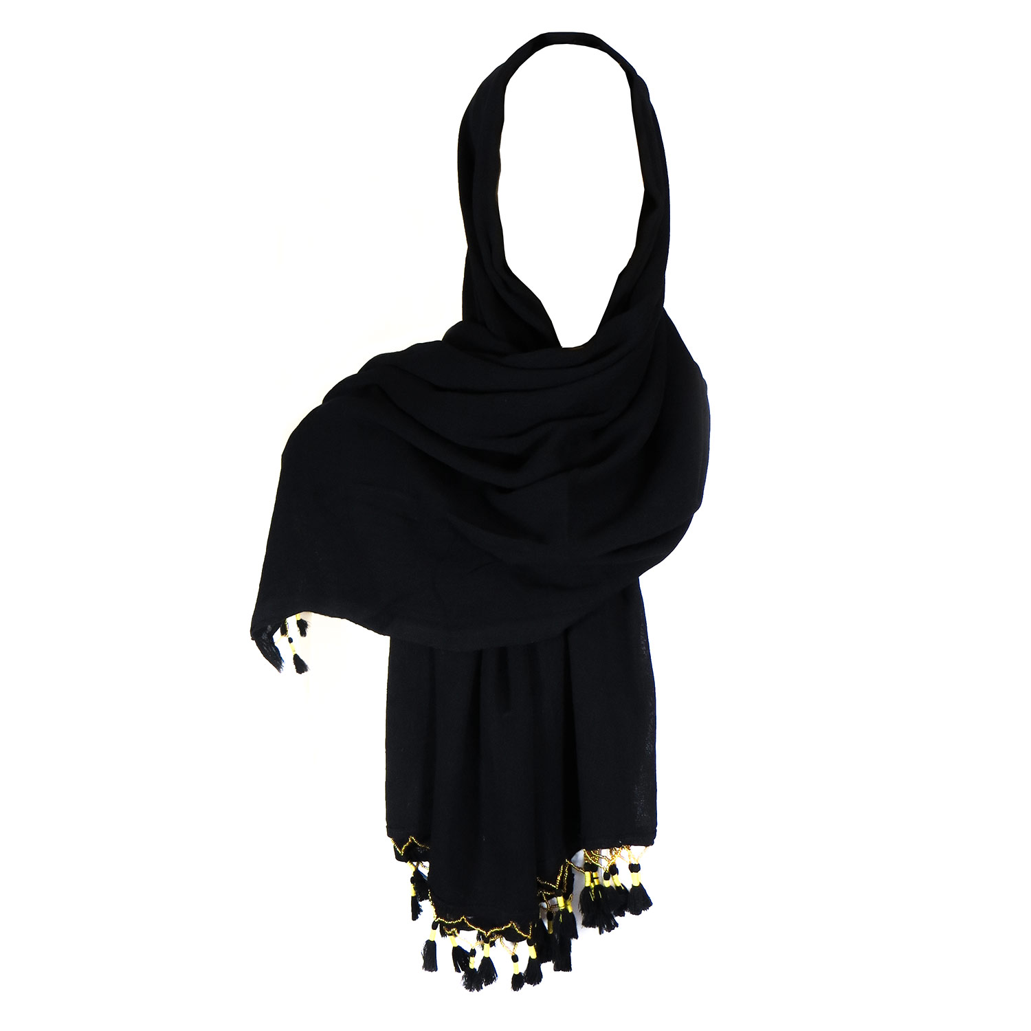 شال زنانه سنتی کردستان منگوله مشکی- طلایی شال زنانه سنتی کردستان منگوله مشکی- طلایی