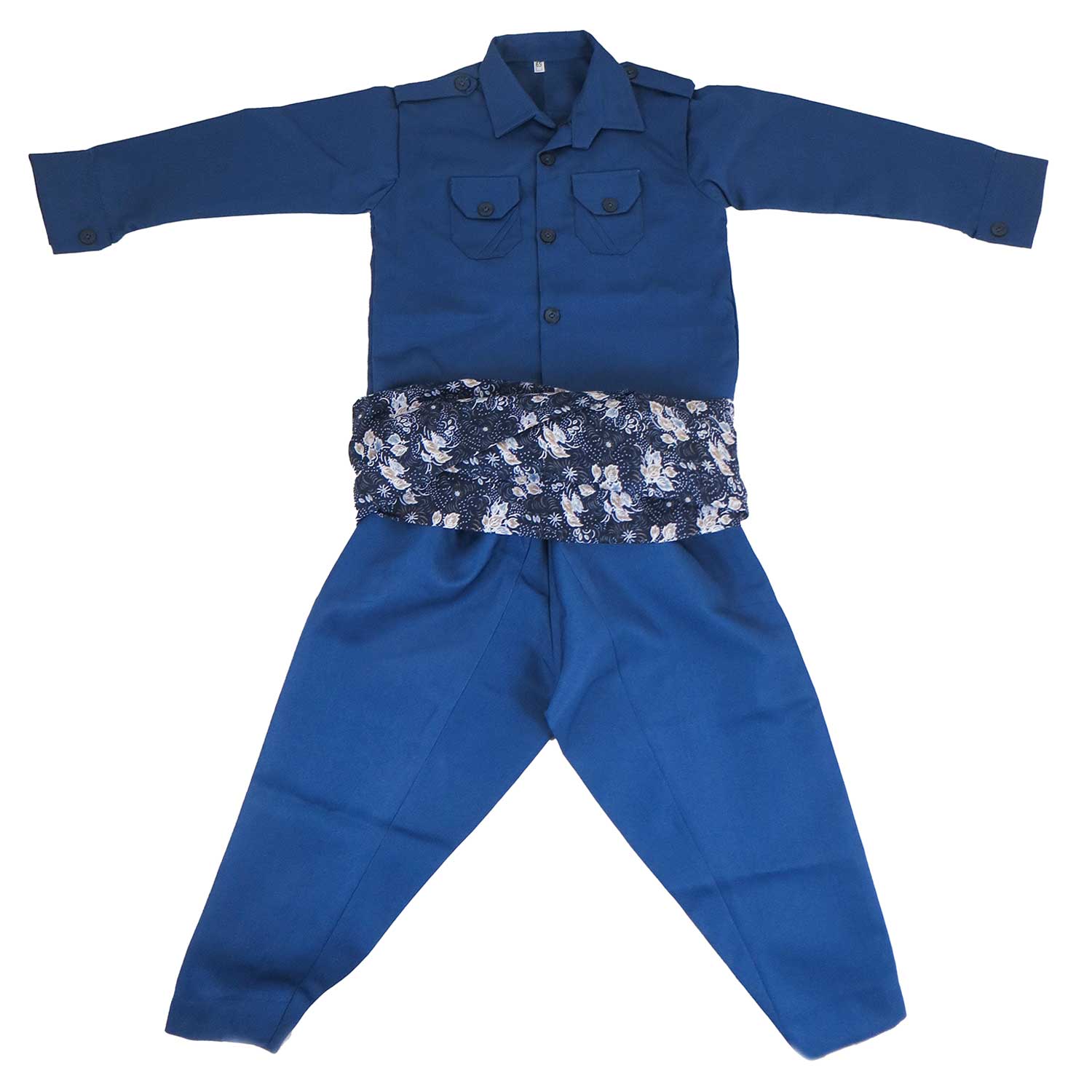 لباس کردی پسرانه با شال کمر مدل بلوزی آبی نفتی لباس کردی پسرانه با شال کمر مدل بلوزی آبی نفتی