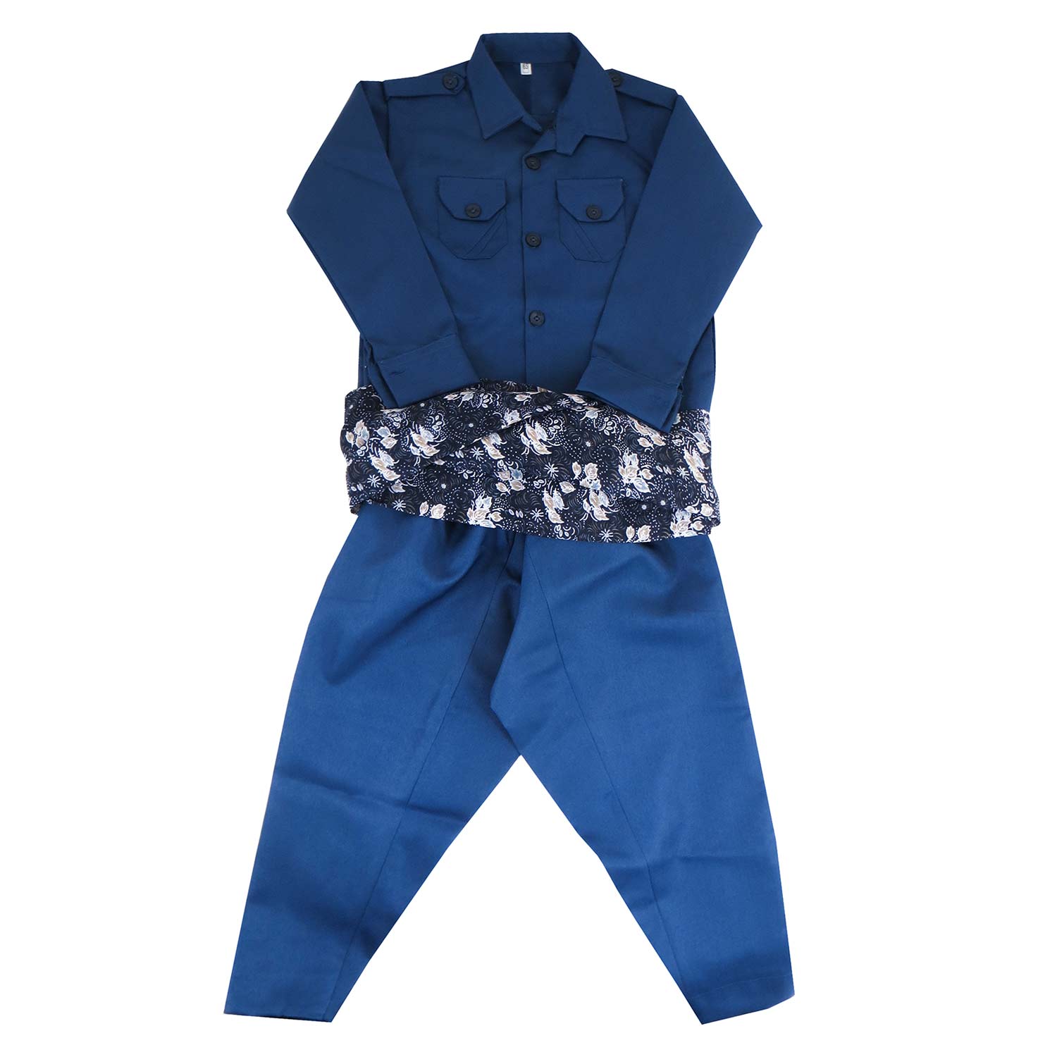 لباس کردی پسرانه با شال کمر مدل بلوزی آبی نفتی لباس کردی پسرانه با شال کمر مدل بلوزی آبی نفتی