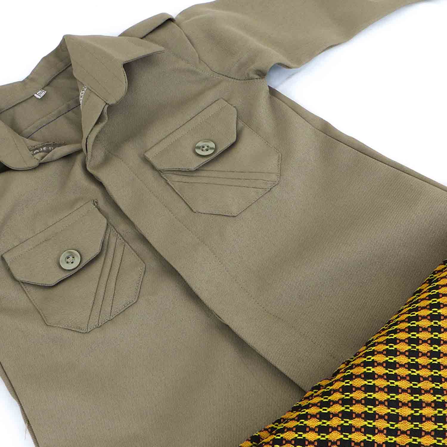 لباس کردی پسرانه با شال کمر مدل بلوزی کرم