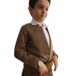 ست کامل لباس کردی پسرانه مدل نچیری قهوه ای سایز 75