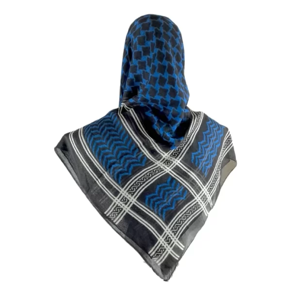روسری نخی کردستان طرح جامانه رنگ آبی 1.35 متری