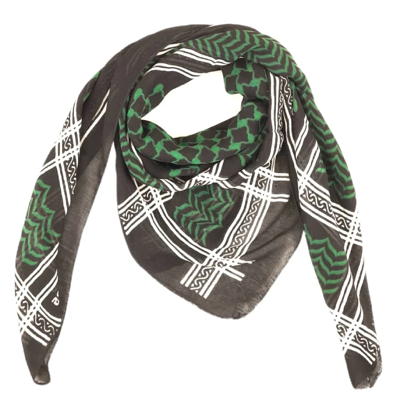 scarf green دستمال سر و گردن مردانه طرح جامانه رنگ مشکی سبز