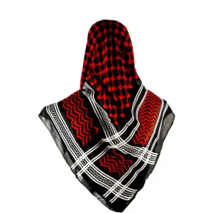 روسری نخی کردستان طرح جامانه رنگ قرمز 1.35 متری
